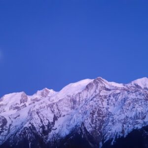 Vue sur la chaîne du Mont-Blanc au Foyer de Charité de la Flatière